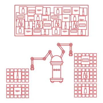 Smart automatic robotic sorting of drugs. Stock Illustration