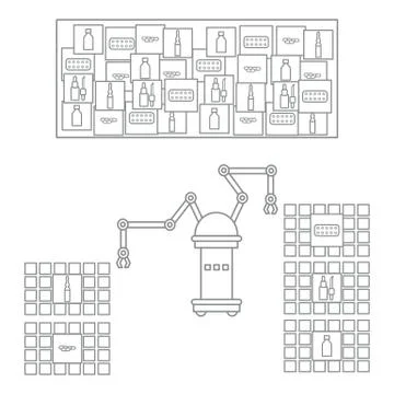Smart automatic robotic sorting of drugs. Stock Illustration