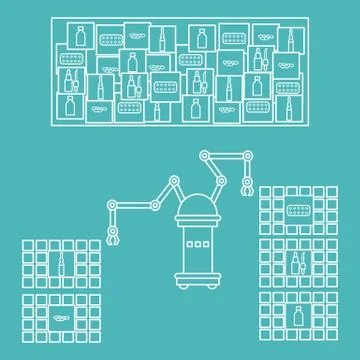 Smart automatic robotic sorting of drugs. Stock Illustration