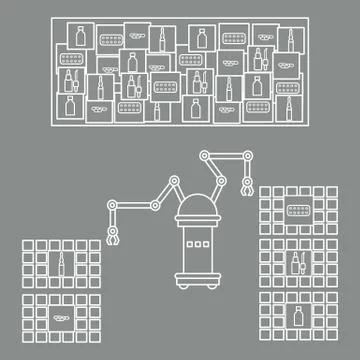 Smart automatic robotic sorting of drugs. Stock Illustration