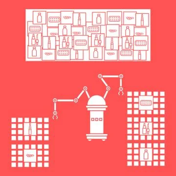 Smart automatic robotic sorting of drugs. Stock Illustration