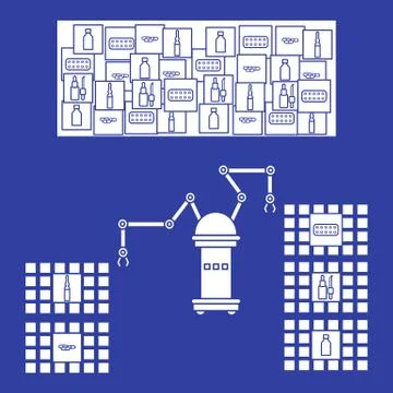Smart automatic robotic sorting of drugs. 库存插图
