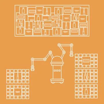 Smart automatic robotic sorting of drugs. Illustrazione stock