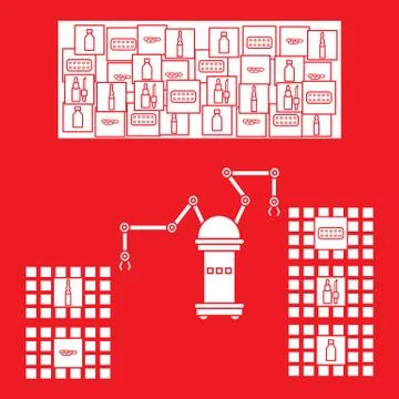 Smart automatic robotic sorting of drugs. Stock Illustration