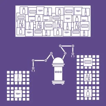 Smart automatic robotic sorting of drugs. Stock Illustration