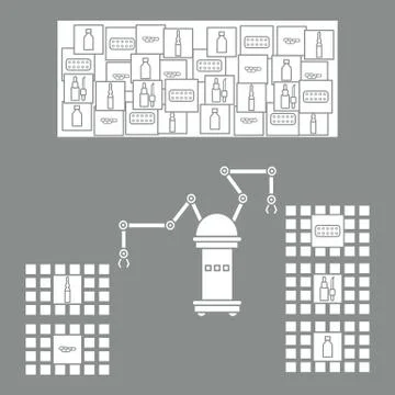 Smart automatic robotic sorting of drugs. Stock Illustration