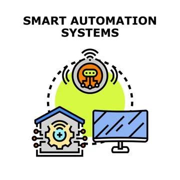 Smart automation systems controlling connected home technology Stock Illustration