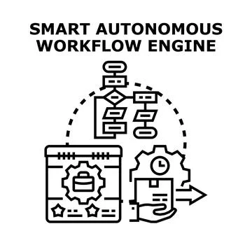 Smart autonomous workflow engine concept creating business process Illustrazione stock