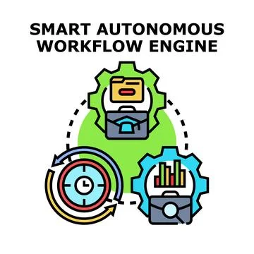 Smart autonomous workflow engine concept vector illustration Illustrazione stock