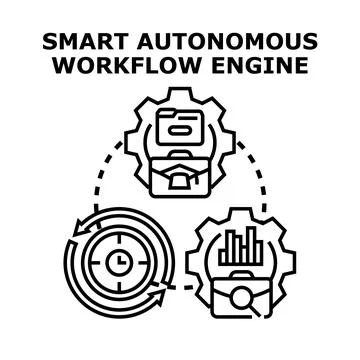 Smart autonomous workflow engine concept vector illustration Stock Illustration