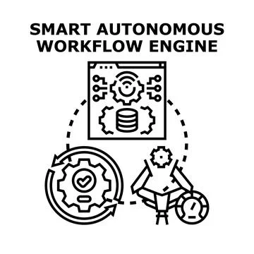 Smart autonomous workflow engine optimizing business processes 库存插图