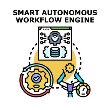 Smart autonomous workflow engine optimizing business processes Stock Illustration