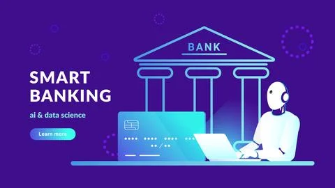 Smart banking with artificial intelligence Stock Illustration