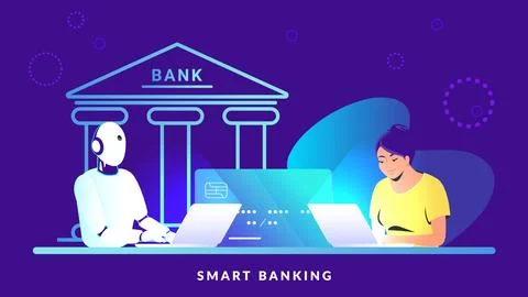 Smart banking with artificial intelligence Stock Illustration
