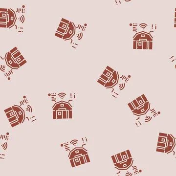 Smart barn agri tech glyph seamless pattern 스톡 일러스트