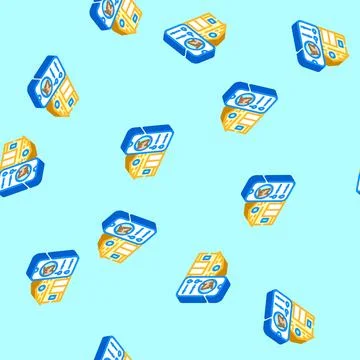 Smart barn agri tech isometric icon seamless pattern Stock Illustration