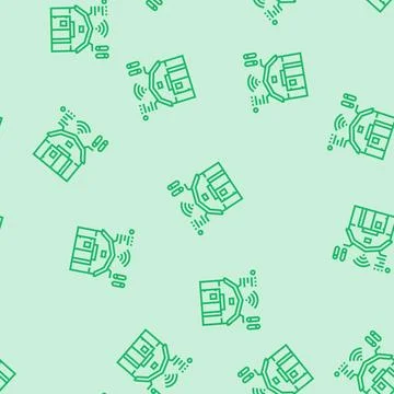 Smart barn agri tech line seamless pattern Stock Illustration