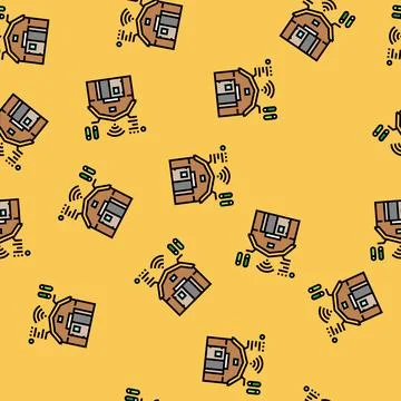 Smart barn agri tech vector seamless pattern Illustrazione stock