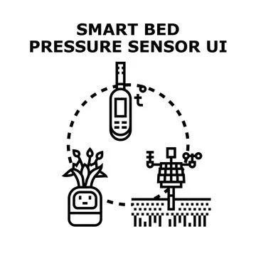 Smart bed sensor technology ui monitoring home automation Stock Illustration