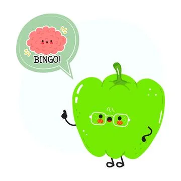 Smart bell pepper character having a bingo idea Stock Illustration