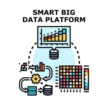 Smart big data platform concept analyzing information Stock Illustration