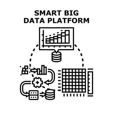 Smart big data platform concept analyzing information Stock Illustration