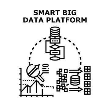 Smart big data platform processing information for business analysis Stock Illustration