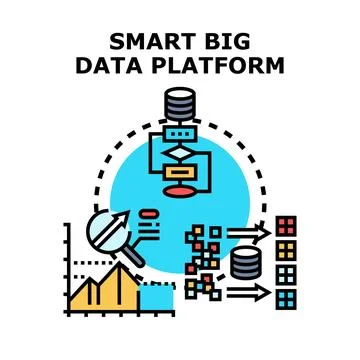 Smart big data platform processing information for business analysis Stock Illustration