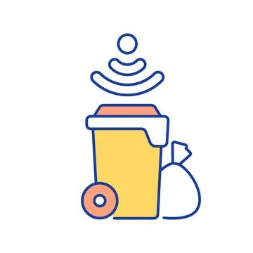 Smart bin with wireless technology RGB color icon Stock Illustration