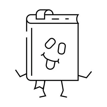 Smart book character line icon vector illustration Stock Illustration