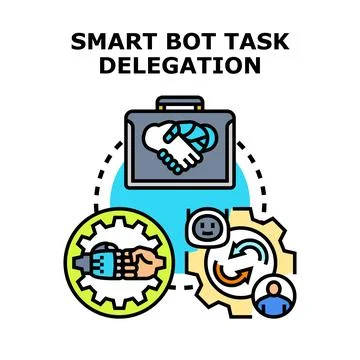 Smart bot task delegation concept illustration Stock Illustration
