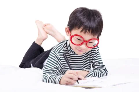 Smart boy learn to write Stock Photos