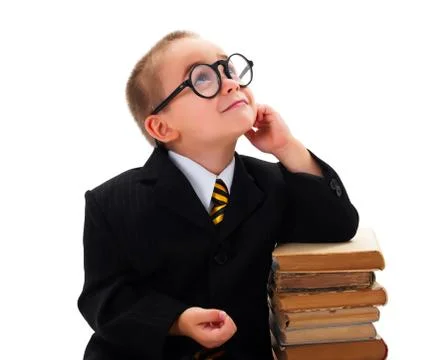 Smart Boy Looking Upwards Stock Photos