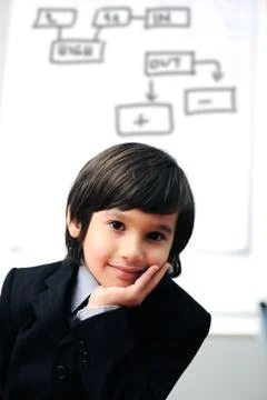 Smart boy making a  presentation Stock Photos