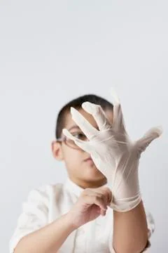 A smart boy preparing for experiments Stock Photos