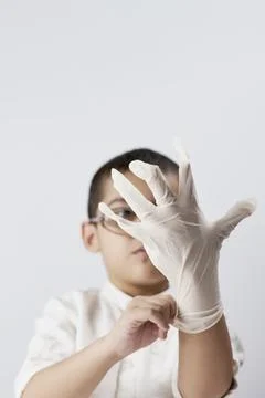 A smart boy preparing for experiments Stock Photos