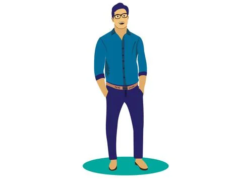 Smart Boy With Smile Flat Vector Illustration Stock Illustration