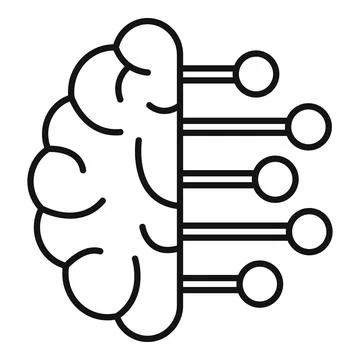 Smart brain analysis icon, outline style Stock Illustration