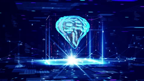 Smart brain concept or artificial intelligence(AI). abstract processing chip com Video stock 232965365