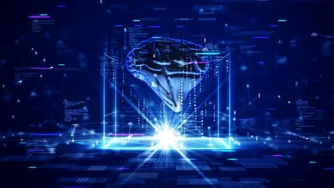Smart brain concept or artificial intelligence(AI). abstract processing chi.. Illustrazione stock