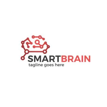 Smart Brain Connection Vector Logo. Idea Smart App Stock Illustration