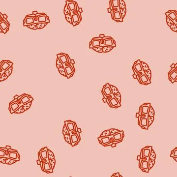 Smart brain human line vector seamless pattern Stock Illustration