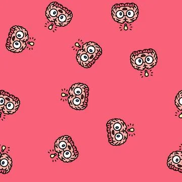 Smart brain human vector seamless pattern Stock Illustration