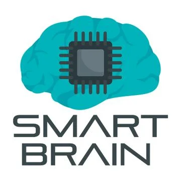 Smart brain logo, flat style Stock Illustration