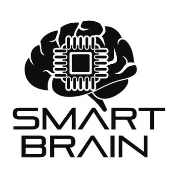 Smart brain logo, simple style Stock Illustration