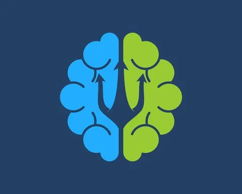 Smart brain with sea trident inside Illustrazione stock