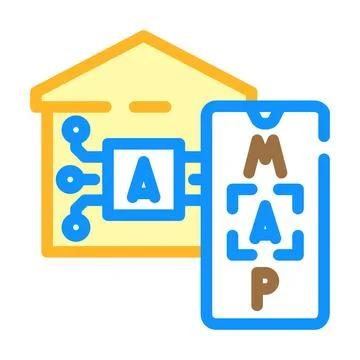 Smart building automation system connecting to mobile map Ilustración de archivo