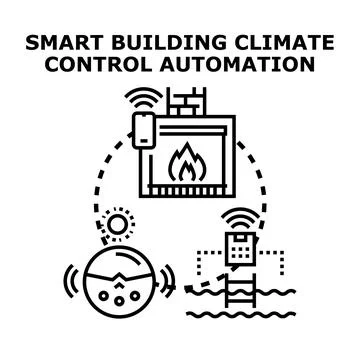 Smart building climate control automation technology controlling temperature Stock Illustration