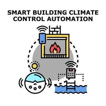 Smart building climate control automation technology controlling temperature 스톡 일러스트