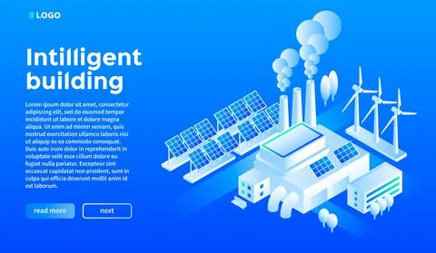 Smart building concept background, isometric style Ilustración de archivo